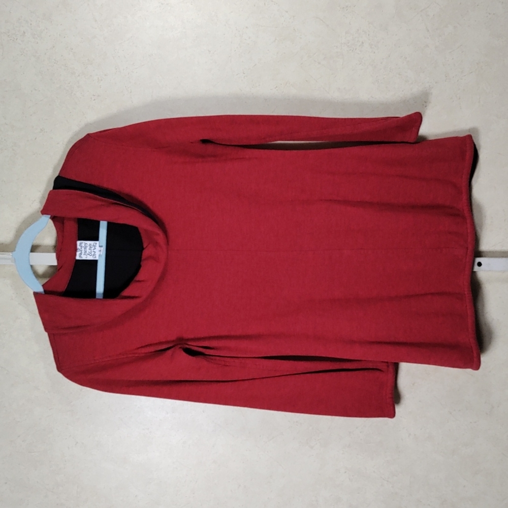 4095 Parsley & Sage red & black rolled neck sweater S